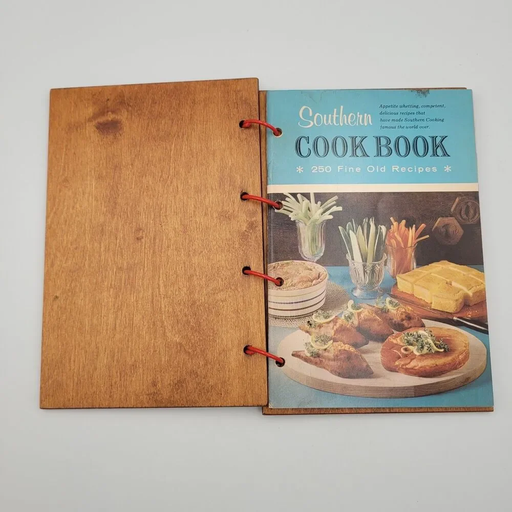 Finest Old Southern Recipes Wood Cover Cook Book 250 Recipes 1965 Vintage